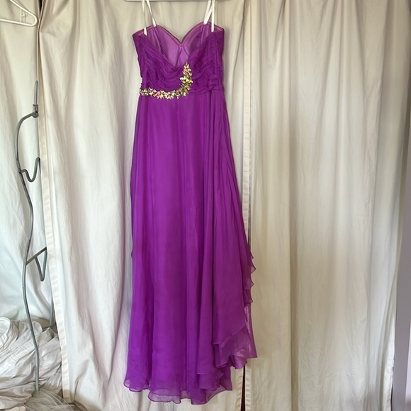 Clarisse Berry High Low strapless Prom Gown with Gemstones 9/10 - Picture 4 of 16